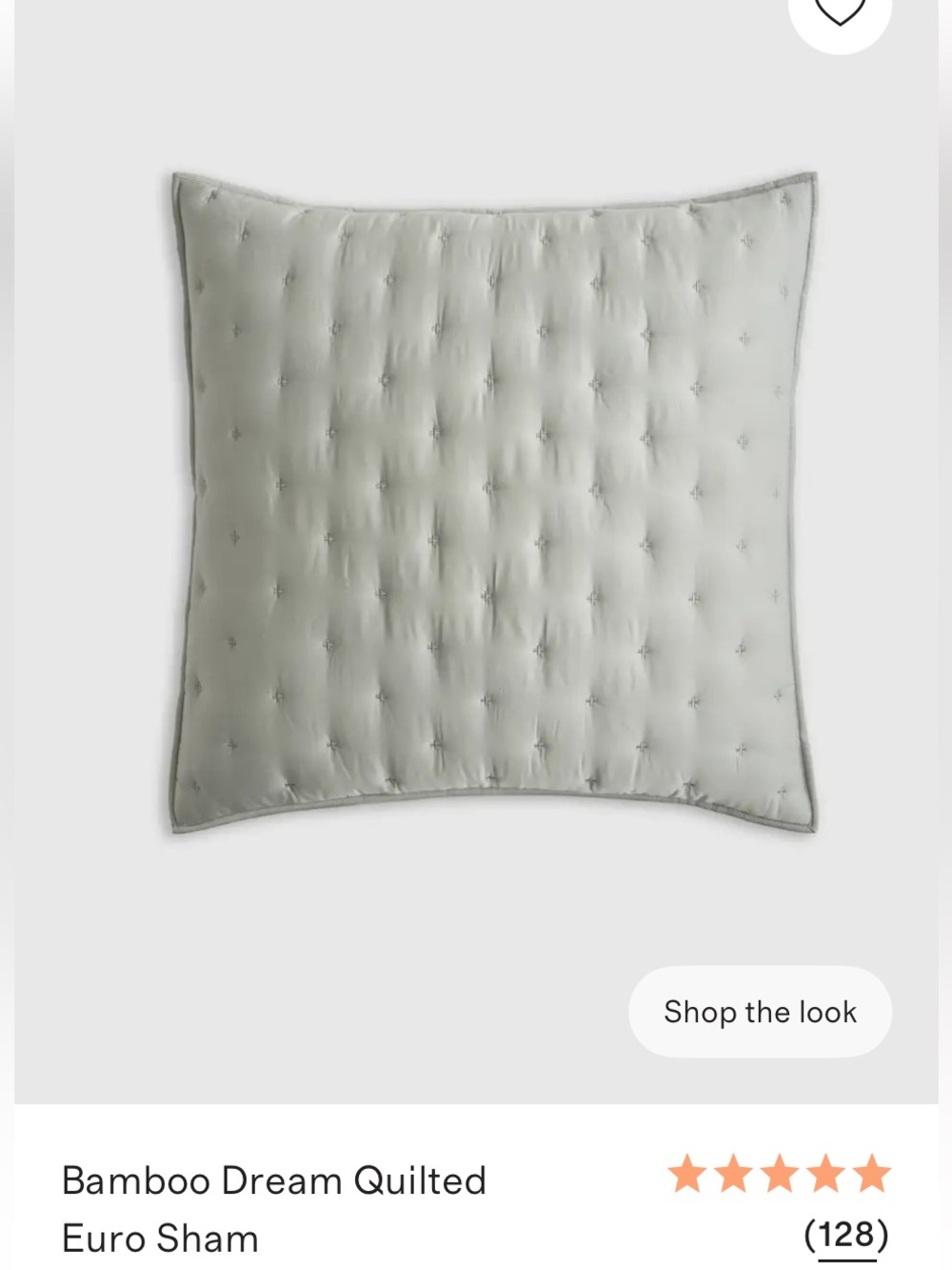 NWOT Quince Bamboo Dream Quilted Euro Sham Set of 2 in Eucalyptus Green